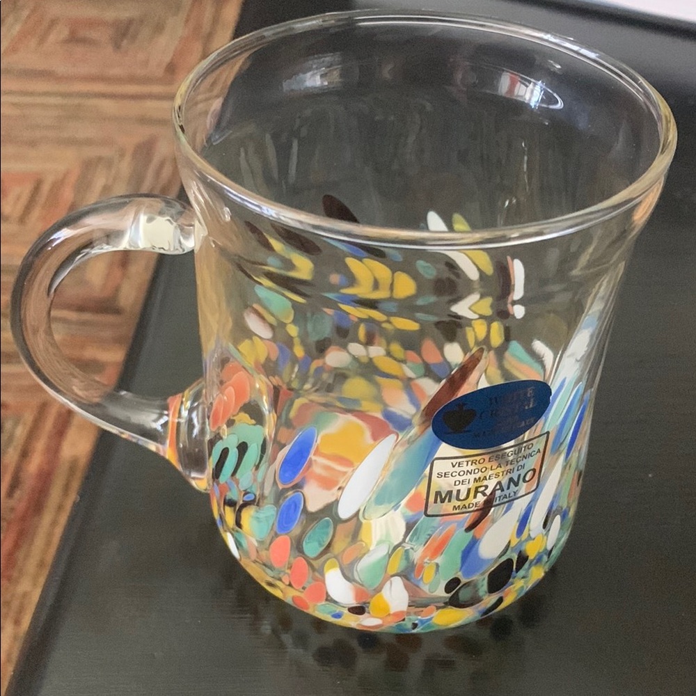 New Murano Artistic Glass Mug with Multicolor Pattern